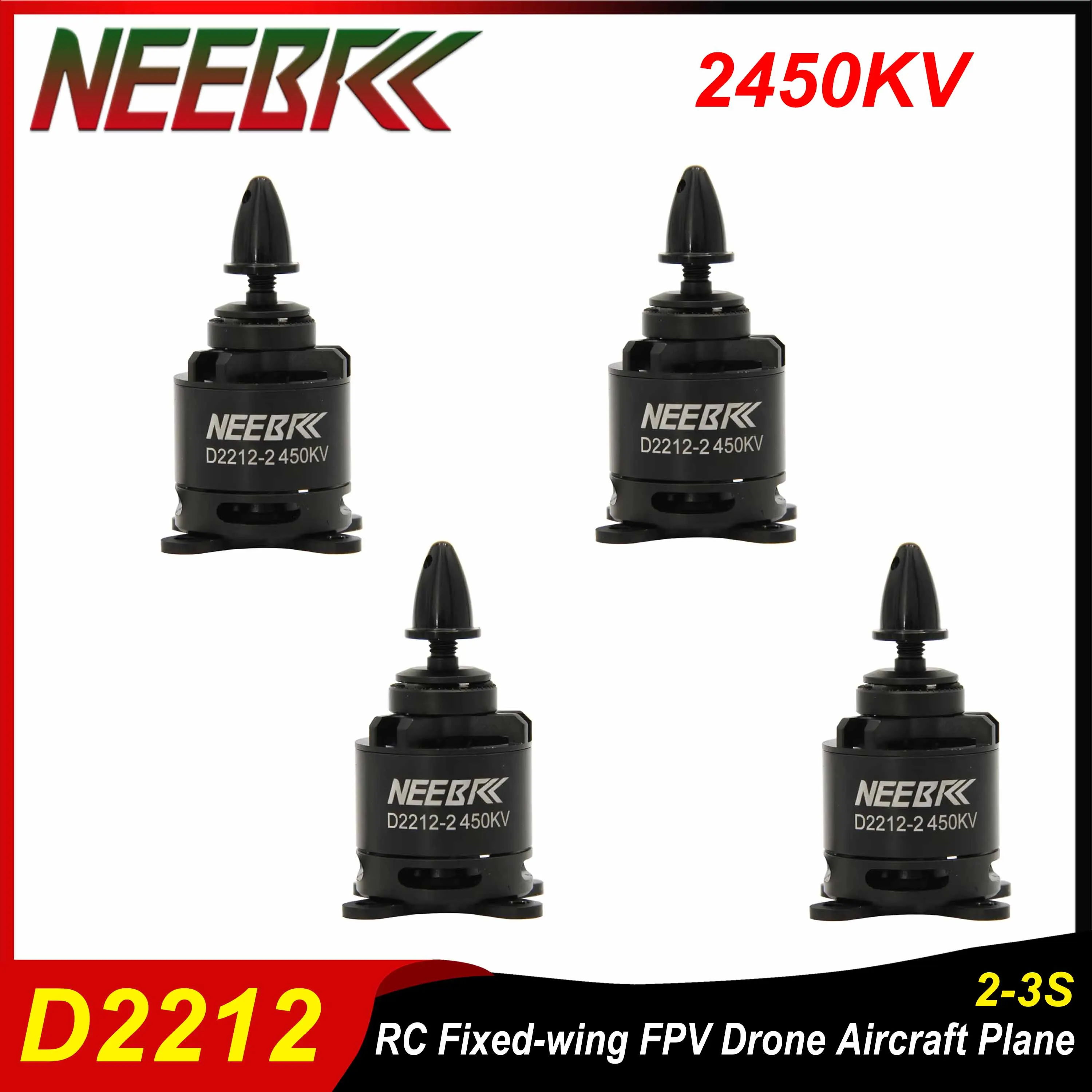 4 SZT. NEEBRC 2212 2450KV Silnik Bezszczotkowy Outrunner 2-3S do RC Samolotów Stałopłatowych FPV Dronów, Wirnik 6040, Część do Kontrolera
