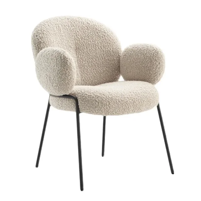 

Lamb Wool Simple Modern Dining Chair Italian Minimalist Designer Dining Back Chair White