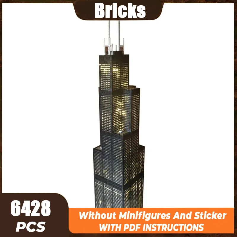 Willis Tower Model Moc Building Bricks Chicago Urban Street View Technology Modular Blocks Gift Christmas Toys DIY Sets Assembly