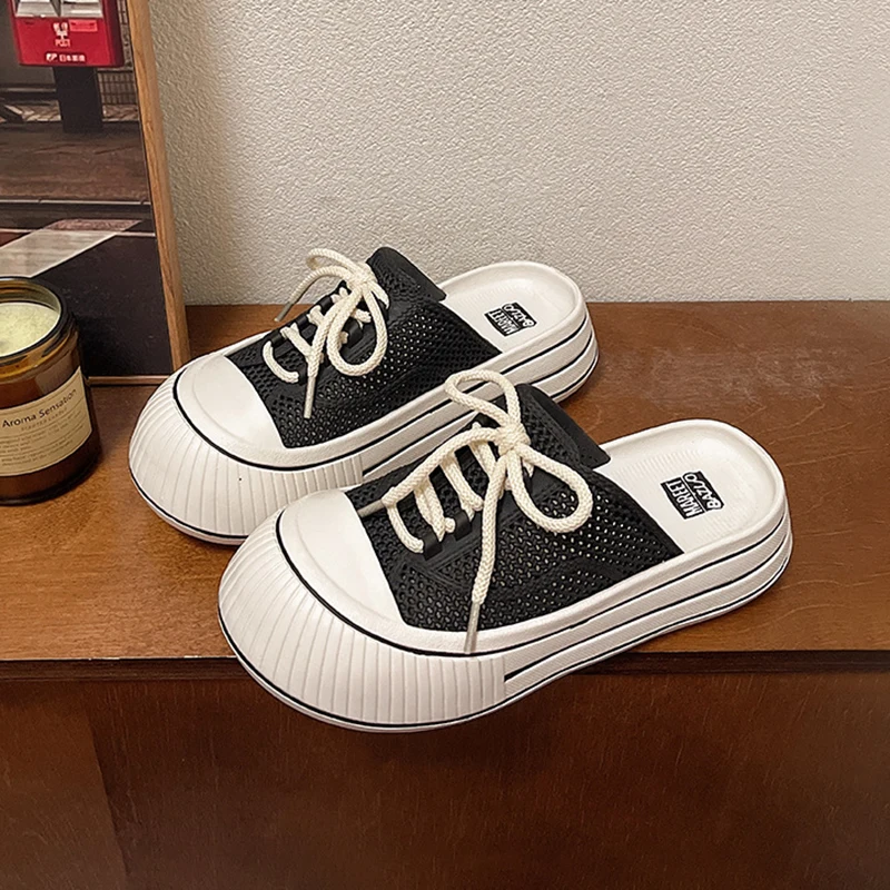 

Сетчатые повседневные женские сандалии, летние роскошные дизайнерские женские туфли на платформе, домашние и уличные модные тапочки на плоской подошве, элегантные шлепанцы, новые