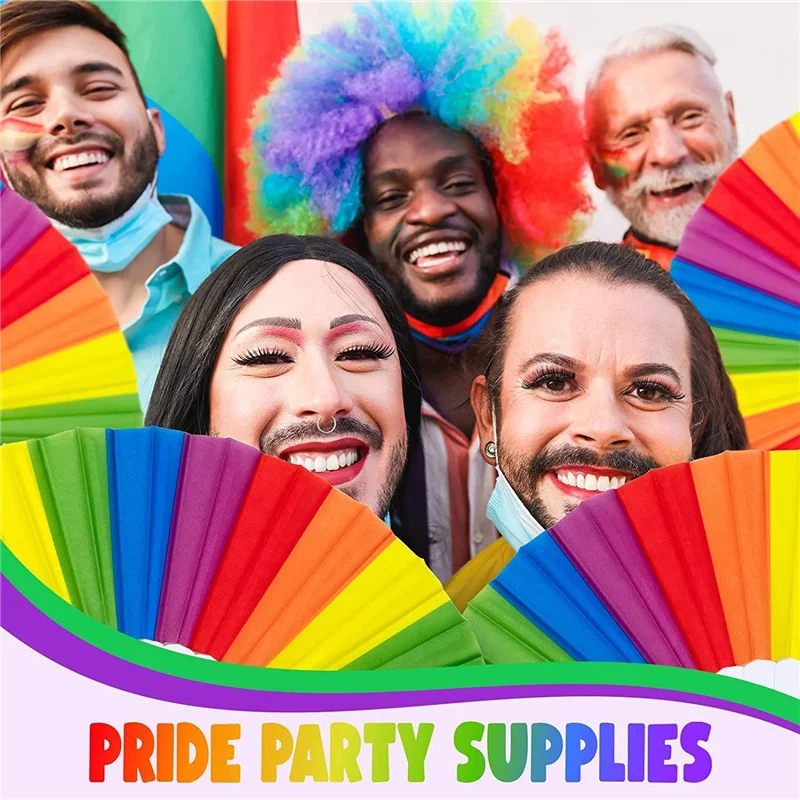 

10 Pack Rainbow Folding Fans , Hand Held Pride Fan Gay Pride LGBT Fans for Parties Festival Events Dance Supplies HOT