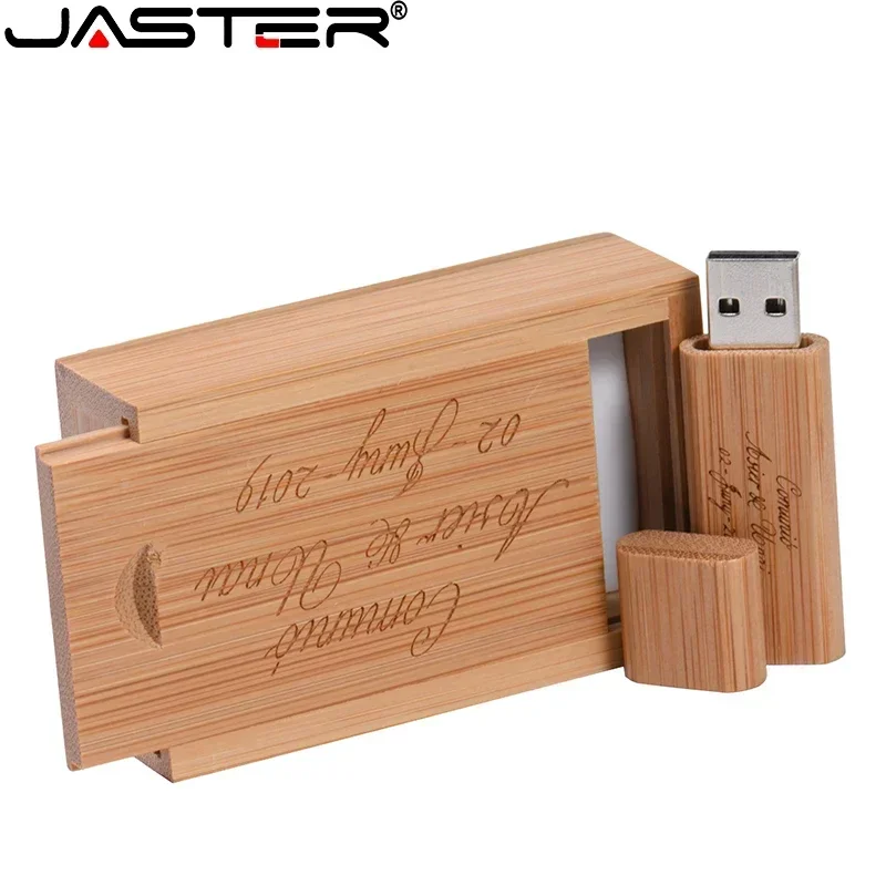 JASTER Wooden Box & Pendrive 128GB Free Custom Logo USB Flash Drive 64GB High Speed Memory Stick 32GB U Disk 16GB Creative Gift