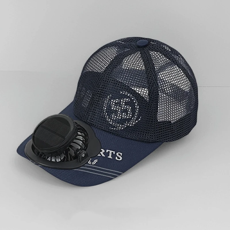Solar Charge Fan Baseball Cap Adults Summer Unisex Outdoor Sun Shading Breathable Quick Dry Duck Tongue Mesh Cap Men Women