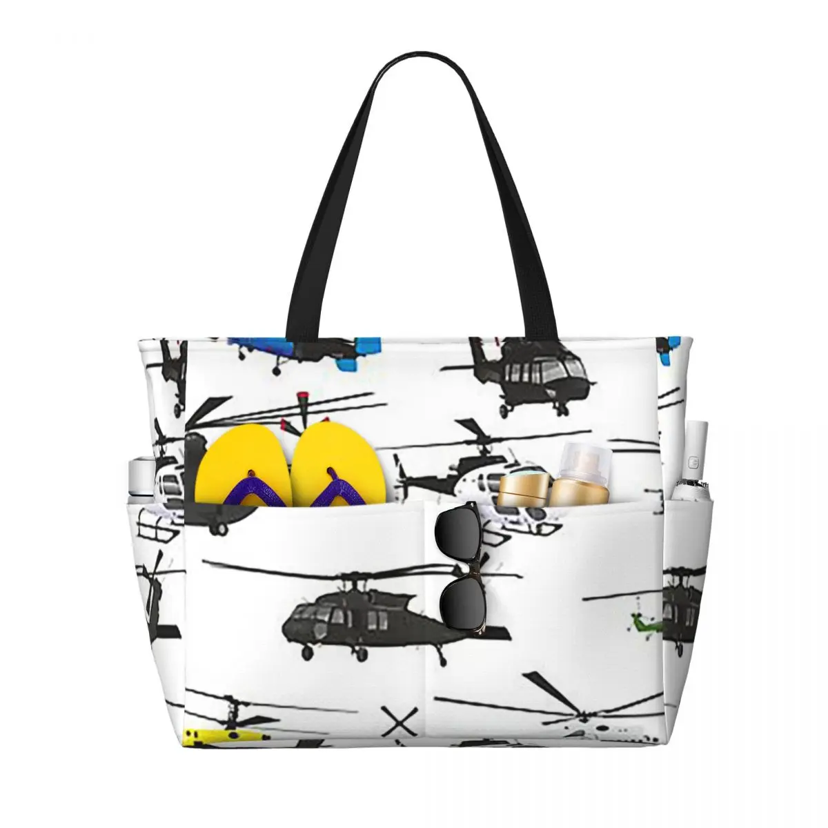 Multiple Helicopters Beach Tote Bag Sport Gym Yoga Duffle Large Tote Bag Women Travel Bag Fitness bag