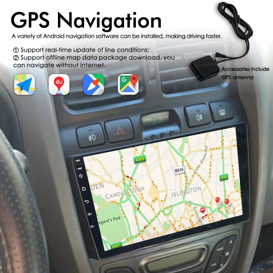 8GB+128GB AI Voice Wireless CarPlay Car Radio Stereo For Hyundai Santa Fe SM 2000-2012 JAC S1 (Rein) 1 GPS Navigation Android 13