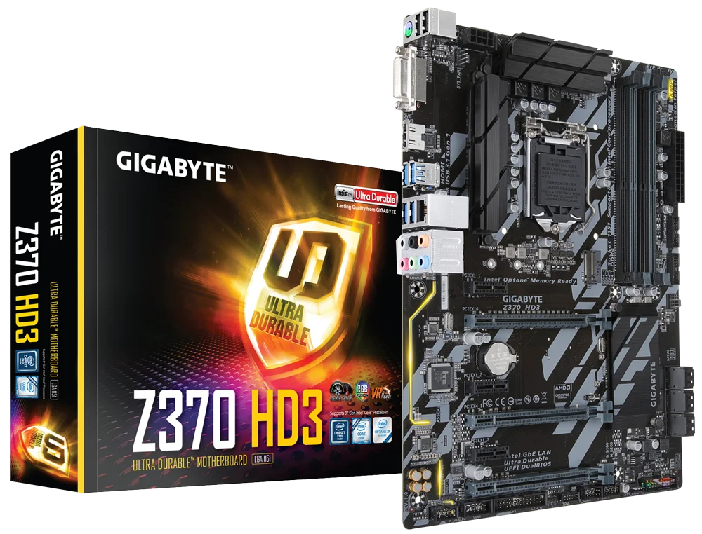 

NEW Gigabyte GA-Z370 HD3 Z370 HD3 Motherboard LGA1151 DDR4 Z370 Support i3 8100 i5 8500 I7 8700K