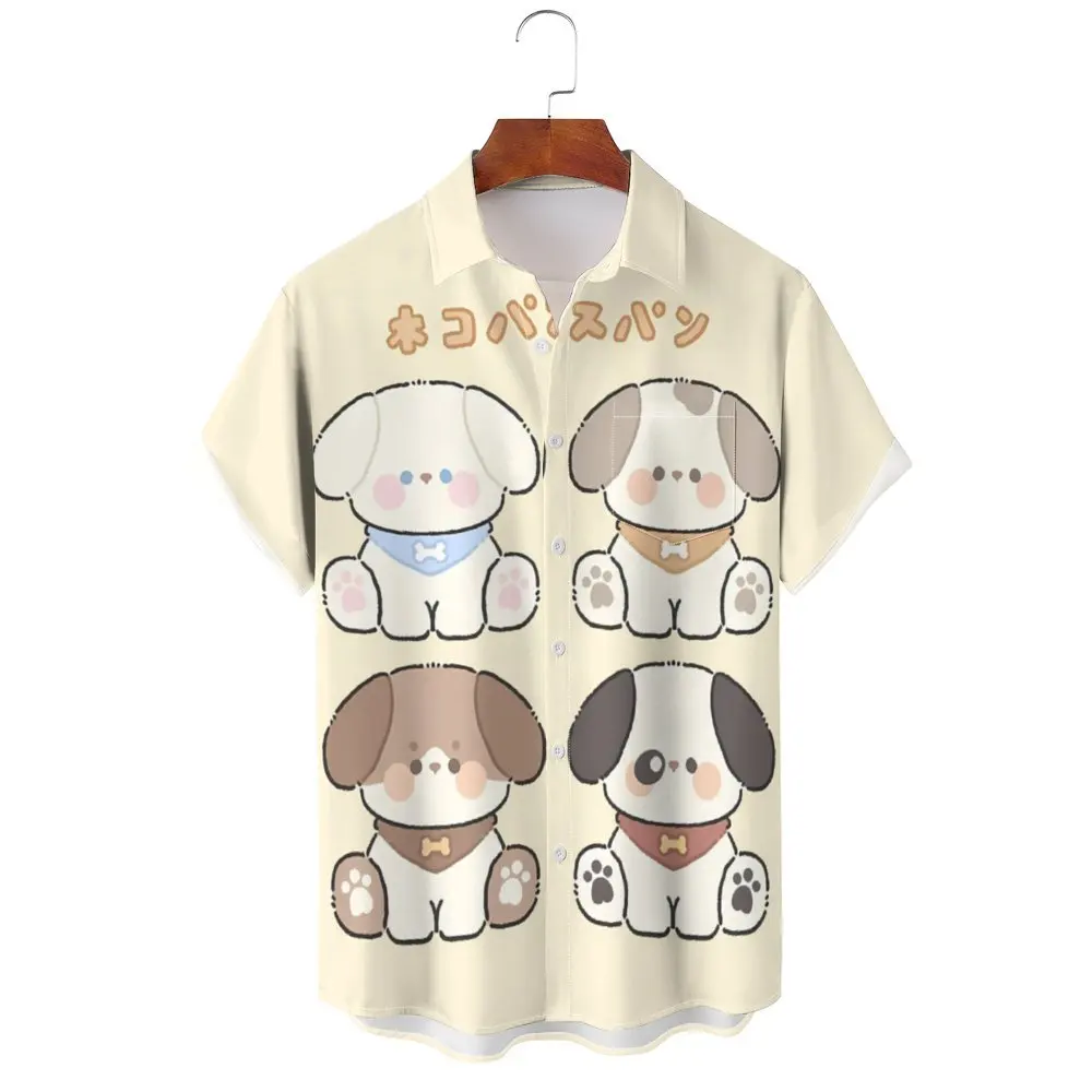 

Harajuku Fashion Dog 3D Print Shirts For Men Funny Animel Male Short Sleeve Blouses Hip Hop Lapel Tops Streetwear High Quality