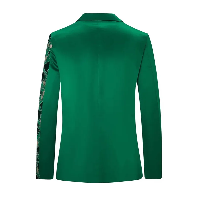 جديد الرجال المرقعة الترتر العروس زر واحد سترة الأزرق/الأخضر المألوف أوم الزفاف مأدبة فستان الحفلات الحلل معاطف