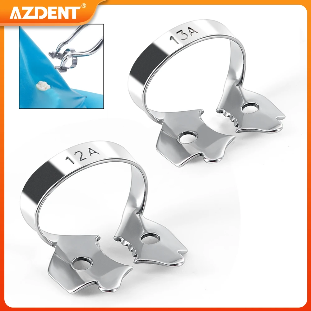 AZDENT Dental Rubber Dam Clamps Stainless Steel Endodontic Restorative Barrier Clips Dentistry Molar Teeth Orthodontic Materials