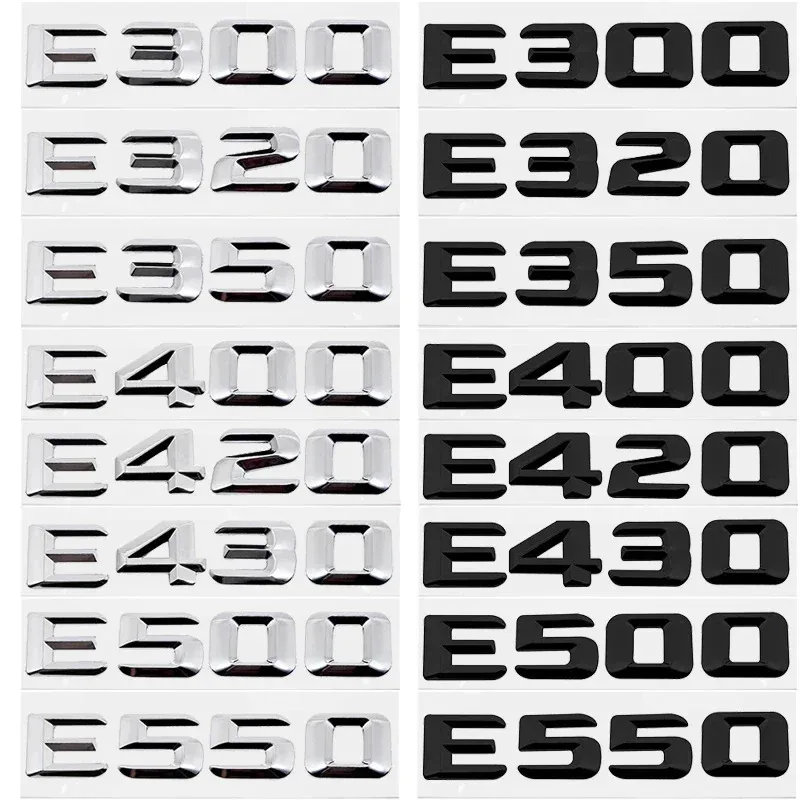 Car Rear Trunk Number Letter Sticker Tail Box Emblem Badge for Mercedes Benz E Class E300 E320 E350 E400 E420 E430 E500 E550