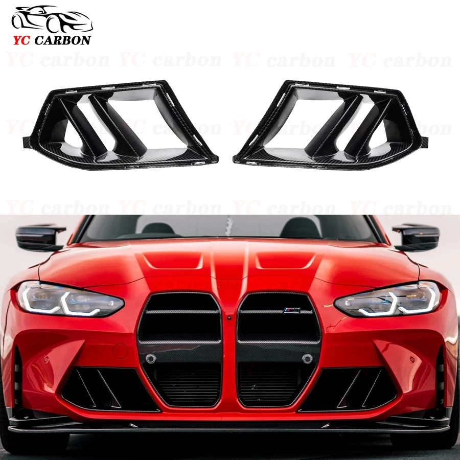 

Dry Carbon Fiber For BMW 3 4 Series G80 G81 G82 G83 M3 M4 2021+ 2PCS Front Bumper Air Vent Cover Trim Body kit Car Accessories