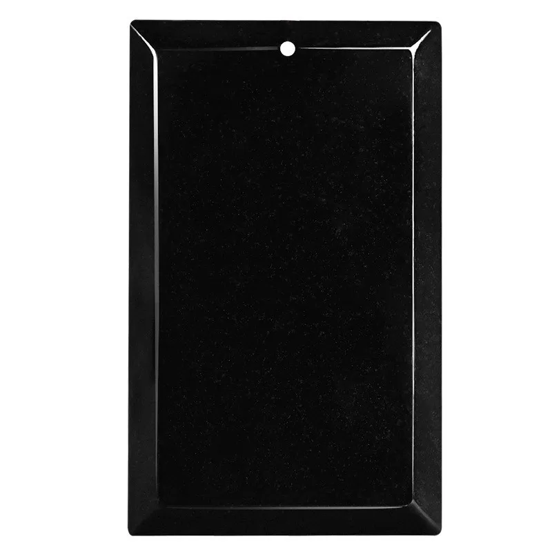 Natural A-Grade Jadeite Mo Cui Peace Pendant, Smooth Black Rectangular Amulet with Tibetan Bead, Lucky Gift for Men Women