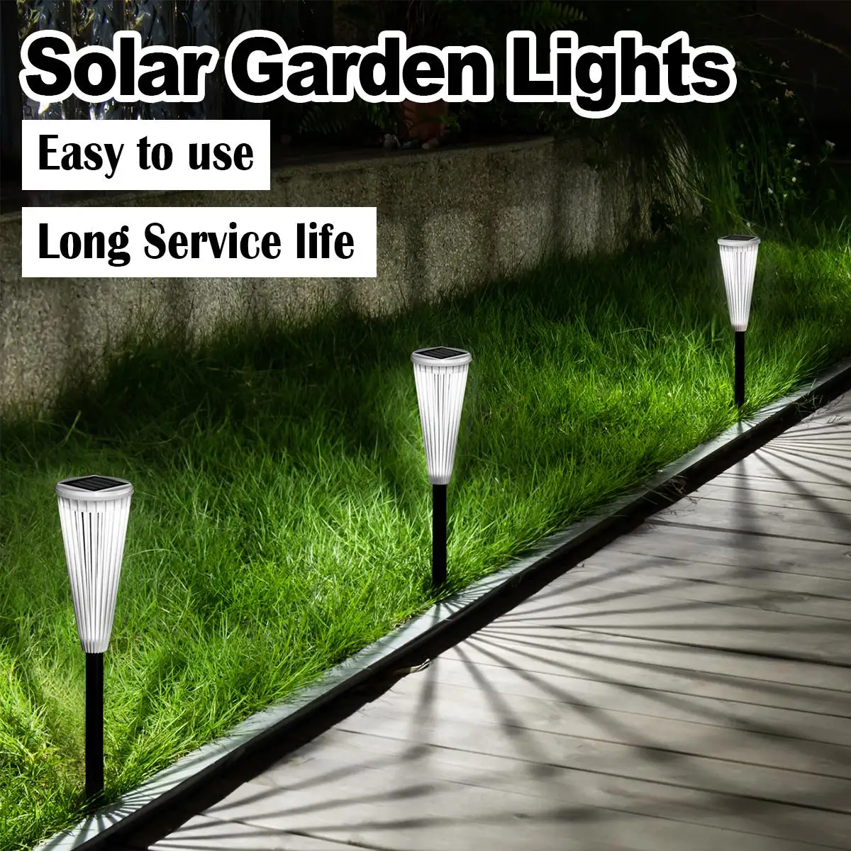 Solar Pathway Lights Dual Color Lamp Outdoor Outside Wireless Lighting Night Lawn Driveway Decorative For Powered Yard Landscape