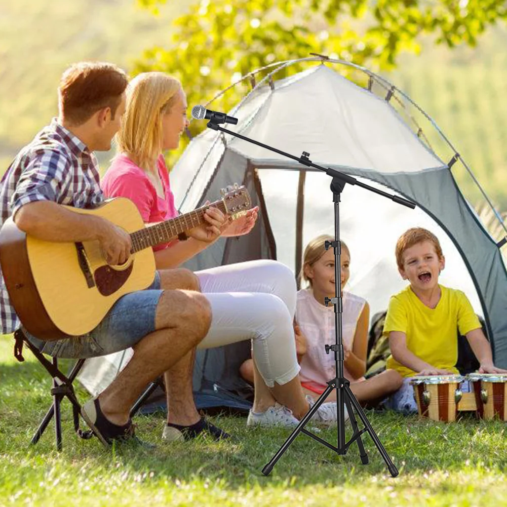 

Microphone Stand Tripod Boom Arm Mic Holder with Carrying Bag and 2 Mic Clips Suitable for Any Microphone Performance Singing