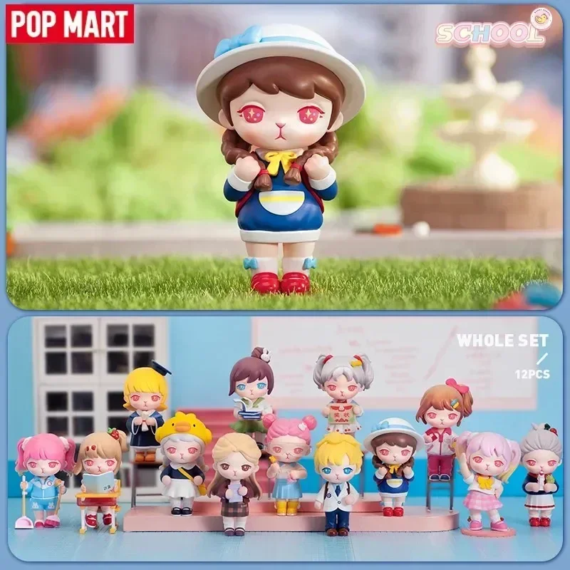 

POP MART Bunny School Campus Series, натуральная загадочная коробка, слепая коробка, сумка для догадок, игрушки, кукла, милый настольный орнамент, коллекция, подарок, милый