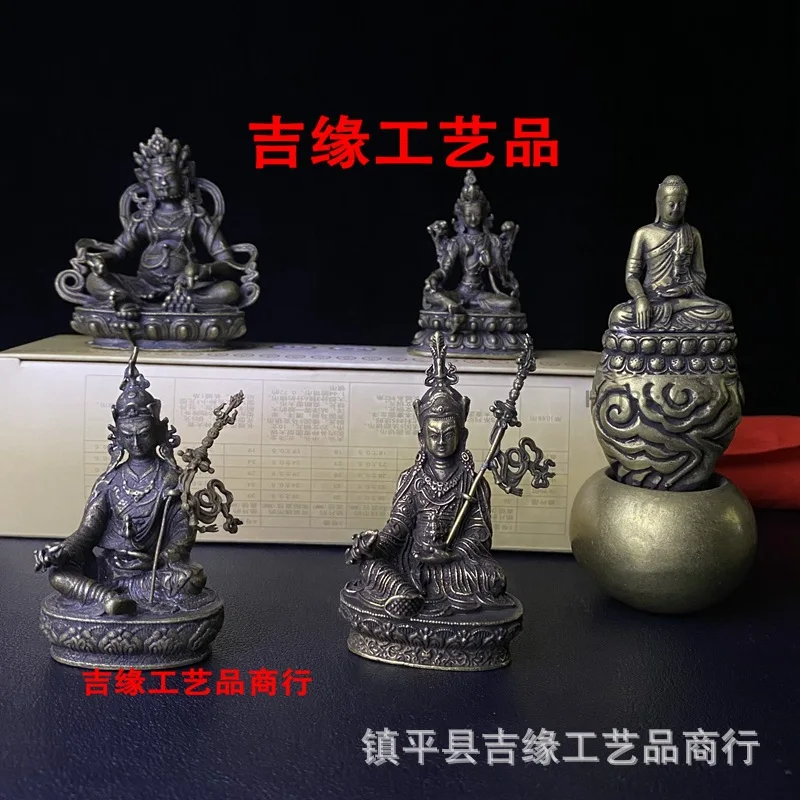 Tibetan-style copper Buddha ornaments, Nepal copper sculptures, mini ornaments, antique-style Manjushri, Padmasambhava, and Shak