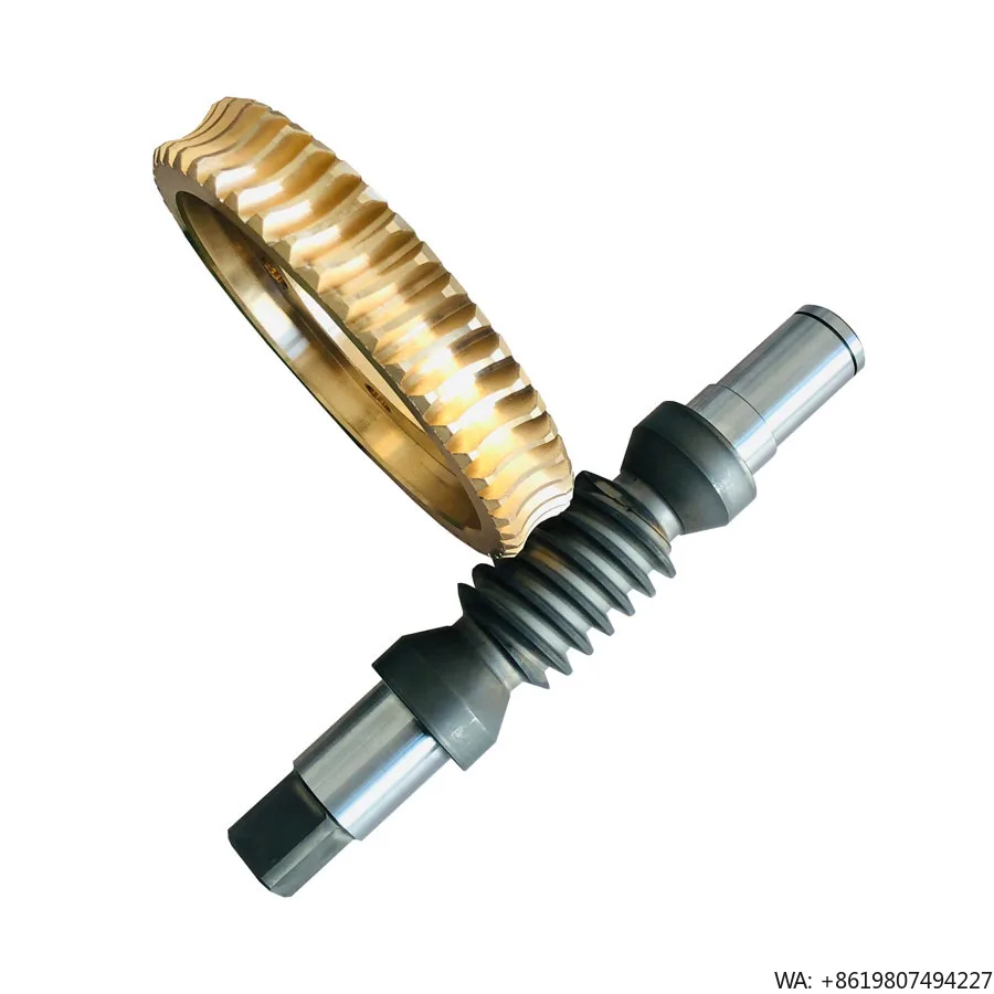 Small Module Custom Brass Worm Wheel and Worm Shaft Set for Industrial Transmission, CNC Machined OEM Part