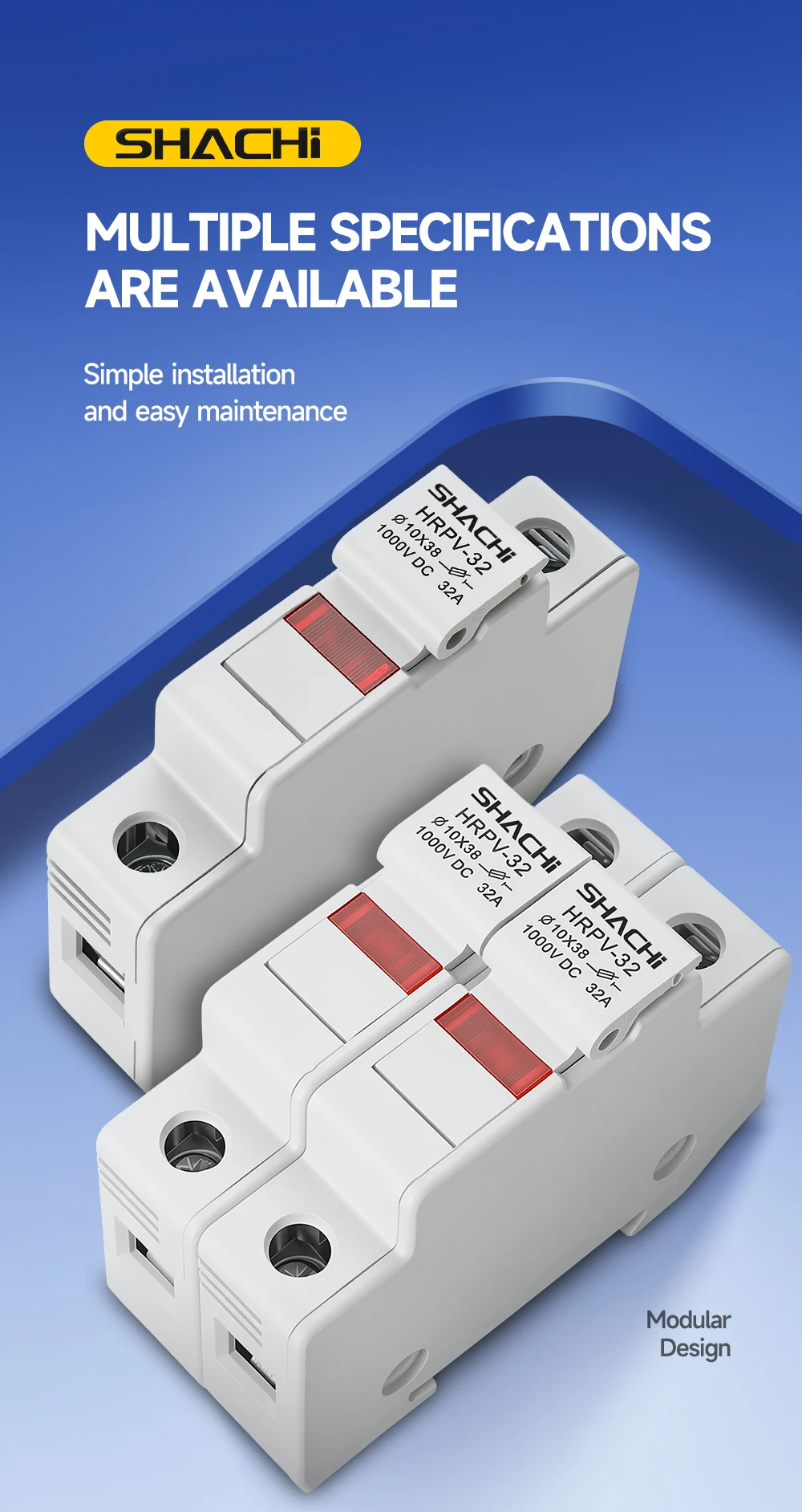 SHACHI 1P 2P DC-Sicherungshalter 1038mm Hochspannungs-Solar für PV-String-Sicherungen 1000V Basis Photovoltaik-System-Schutzvorrichtung – Detail 5