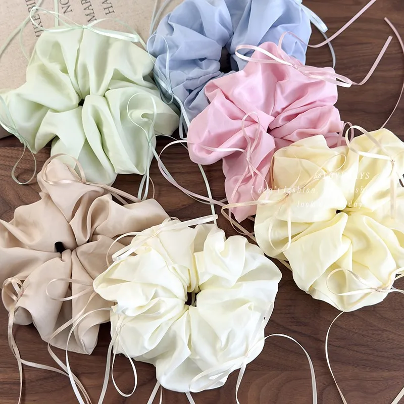 

Новая дизайнерская резинка для волос из воздушного тюля и органзы с бантом, однотонная, нескользящая, для женщин, на каждый день