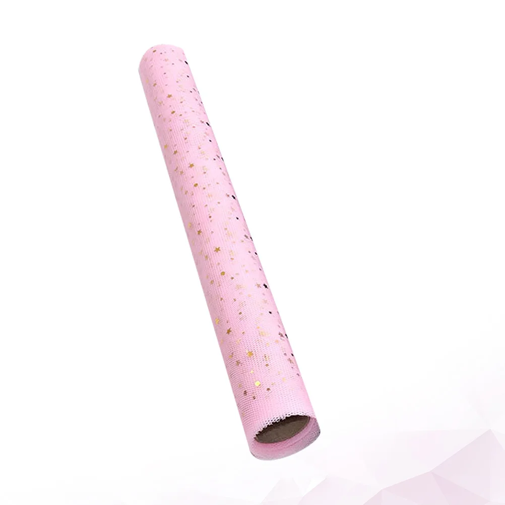 50 سنتيمتر X 5 ياردة الترتر نجوم الشاش شبكة هدية التفاف زهرة التعبئة والتغليف Diy بها بنفسك ورقة كرافت ديكور حفل زفاف عيد ميلاد الوردي