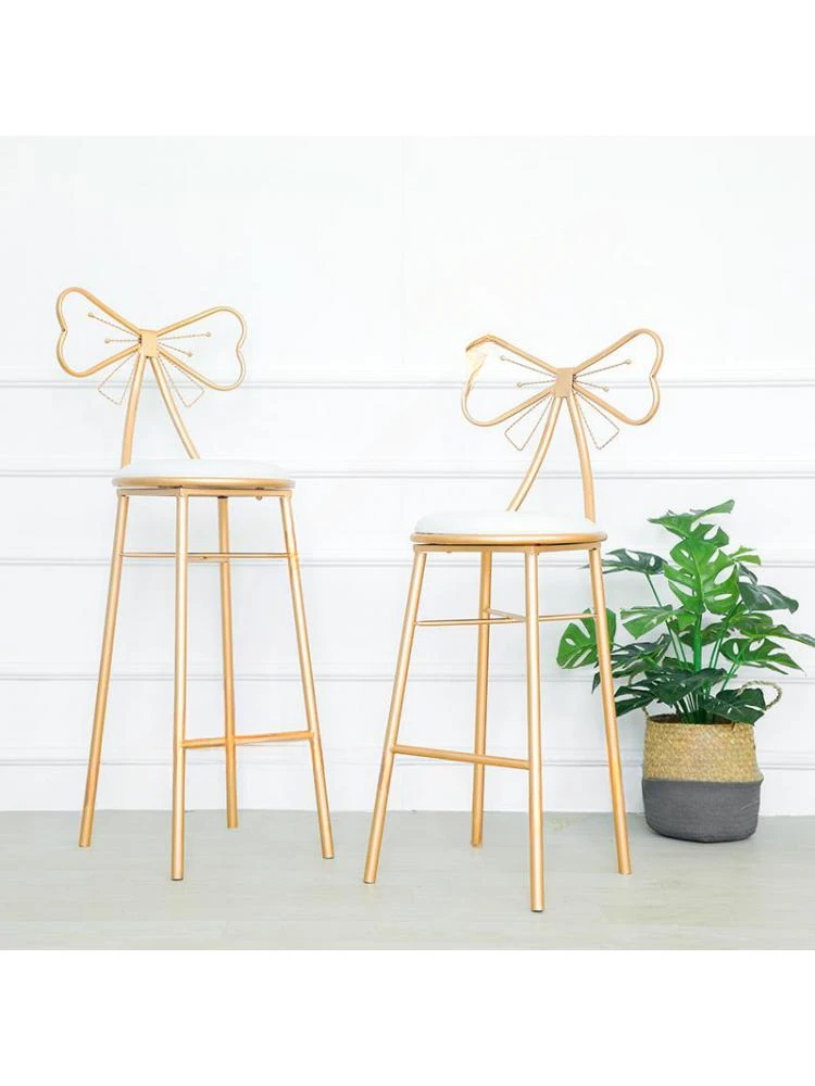 Modern Simple Bar High Stool Nordic Home Back Chair Bar Stool Creative Fashion Bow Chair