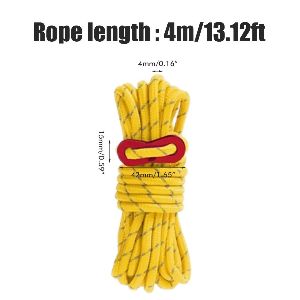 Corda per tenda di regolazione del cavo della tenda in Nylon riflettente da 4 pezzi 4m per l'imballaggio esterno della tenda da campeggio