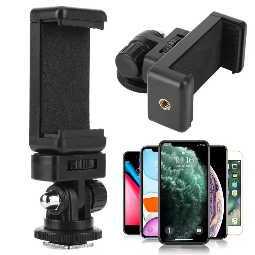 Adjustable Clamp Phone Tripod Holder Multi-function Plastic Hot Shoe Mount Adapter Durable for Canon Nikon Sony DSLR Camera