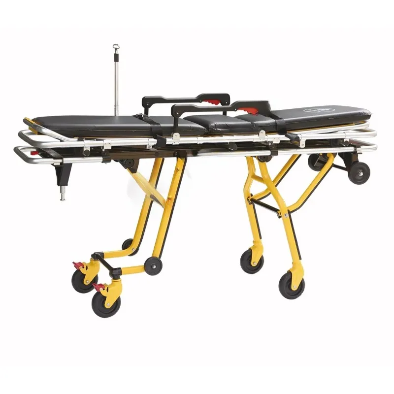 High-quality manual removable upper frame hospital rescue stretcher adjustable height with shock absorber for ambulance transfer