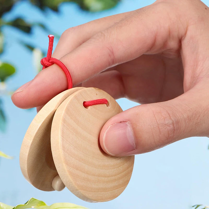 1pc Castanets Orff Percussion Instrument Wooden Color Baby Puzzle Music Toys Music Perception Children Entertainment Toy TMZ