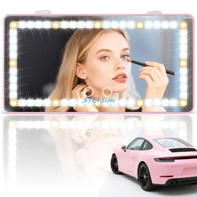 

U13C Dimmable Touch Control Rechargeable Vanity Mirror for Vehicles 60 LEDs 3 Light Options USB Charging Vehicle Accessories