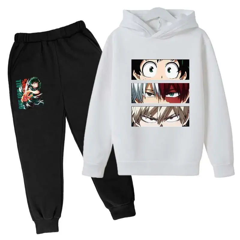 My Hero Academia Anime Printed Children Casual Hoodie+pants 2pcs Set Harajuku Spring Autumn Kids Boy Clothing Fashion Sportsuit