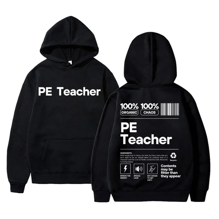 

Back To School Pe Teacher Hoodie Male Pump Cover Sweatshirt Men Women Fun Fitness Gym Powerlifting Workout Bodybuilding Hoodies