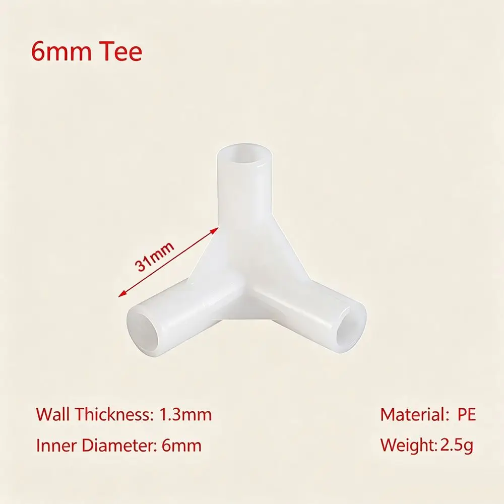 5pcs 8mm Plastic Pipe Joint Connector White Black Two way 90 Degree Tee Way Tent Fixed Joints DIY Shelf Water Tube Joint
