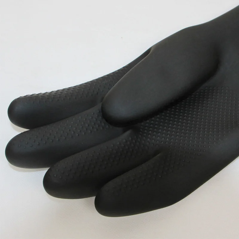 Long Kitchen Clean Tools Waterproof For Washing Acid and Alkali Resistant Black Industrial Rubber Gloves