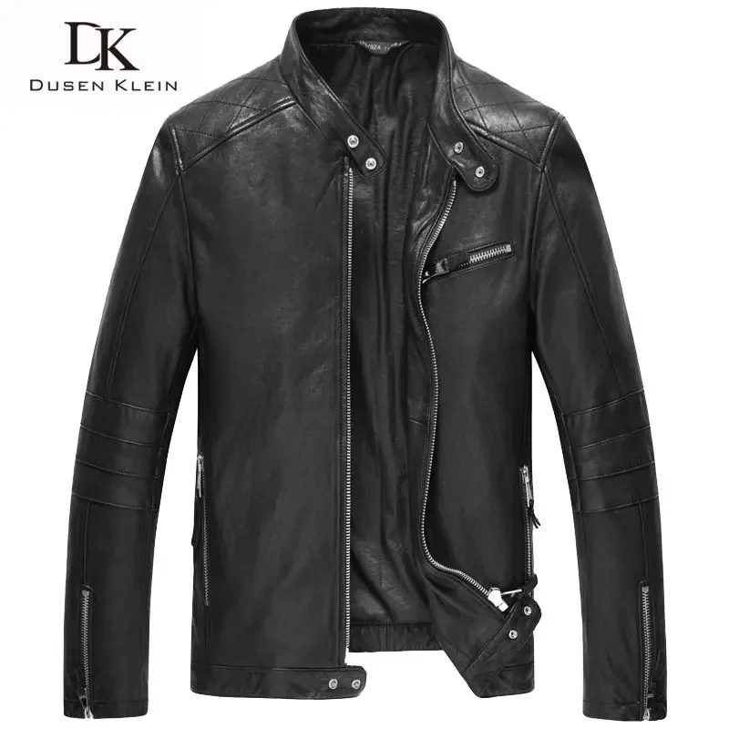 2017 New Men Genuine Leather Jacket Dusen Klein Autumn Outerwear Black/Slim/Simple Business Style/Sheepskin Coat 14S9186