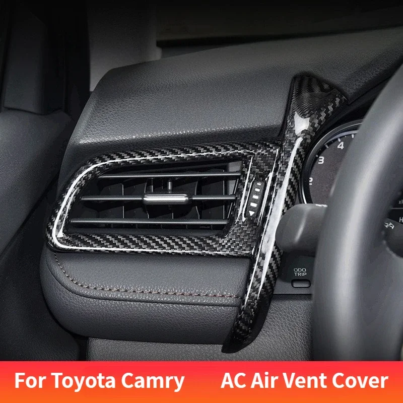 

For Toyota Camry Real Dry Carbon Fiber Center Console AC Air Vent Cover Trim Sticker 2018-2023 Interior Mouldings Accessories