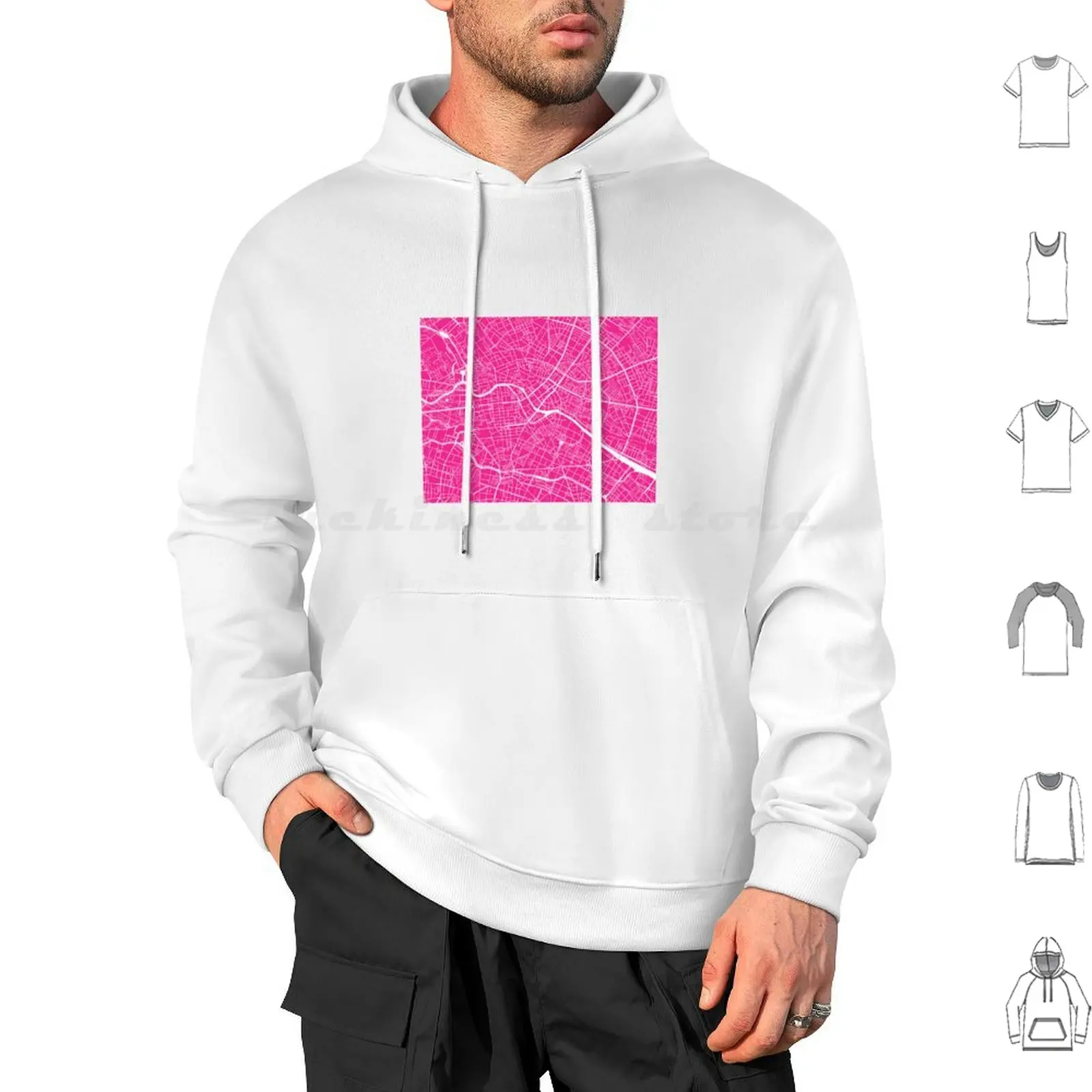 Berlin Map-Hot Pink Hoodies Long Sleeve Berlin Germany Deutschland City Graphic Travel Travelling Traveling Anniversary