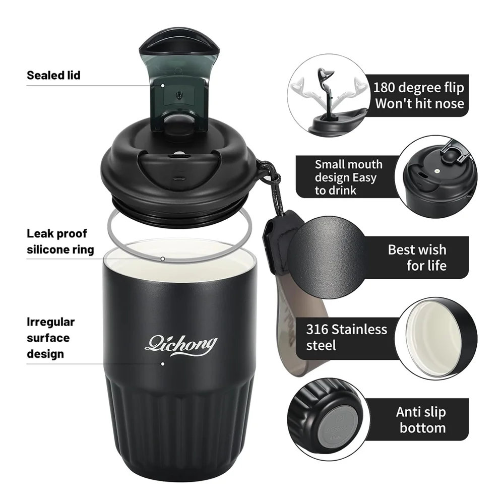 Coffee Travel Mug with Lid Spill Proof Leak Proof Vacuum Flasks Insulated Thermos Water Bottle Stainles Steel Cup thermal Drinks