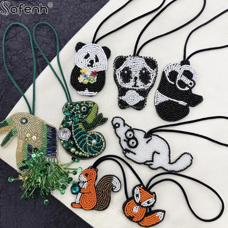 1PCA الحيوان اليدوية الديكور الحيوانات ، الباندا ، شرابات الببغاء ، لطيف السنجاب معلقة حبل التصحيح لحقيبة ديكور الحبل مفتاح سلسلة قلادة