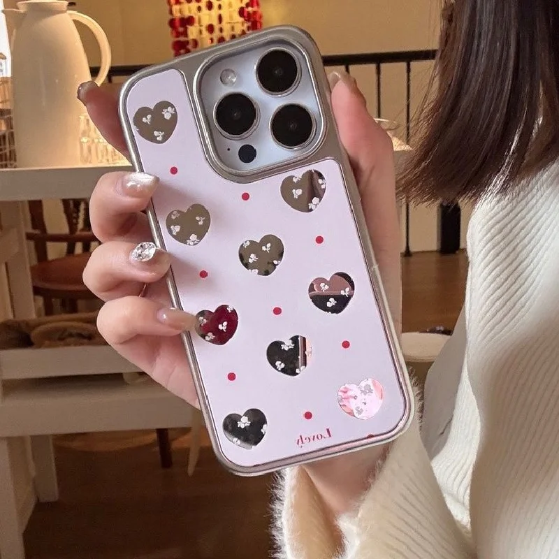 

Korean Mirror Phone Case for Samsung Galaxy A54 A55 A16 A17 S25 Ultra S24 FE S23+ Edge for Male Female Lovely Protective Bumper
