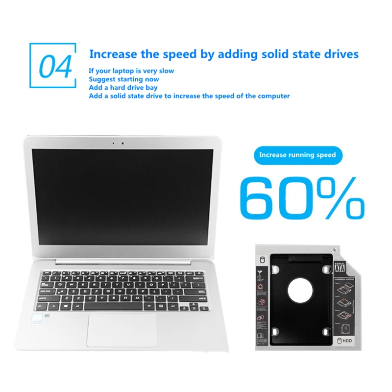 Full Aluminum Hard Disk Tray For 12.7/9.5 Inch Laptop Mechanical Sata3 Ssd Solid State Drive Drive Support Bracket Hdd Caddy