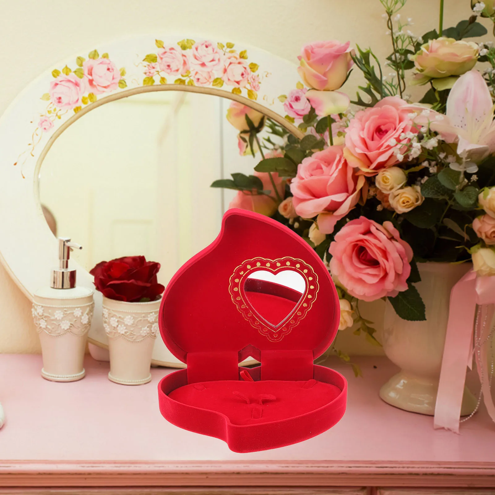 

Красная любовь шкатулка для драгоценностей чехол контейнеры для хранения коробки в форме сердца дорожные аксессуары для колец