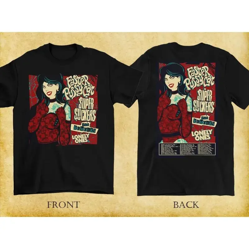 2 sides Faster Pussycat with Bands 2025 Tour Shirt Unisex S-5XL