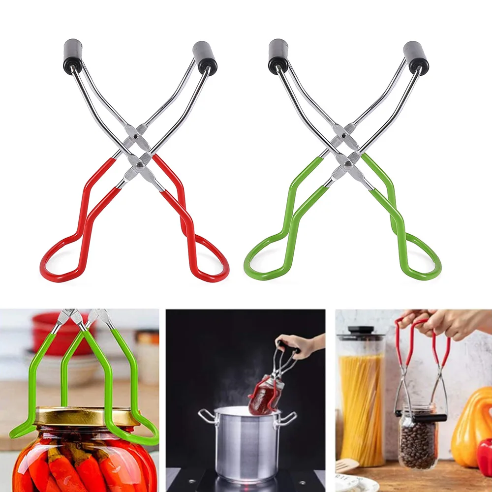 Levantador de tarro de enlatado de acero inoxidable con mango de agarre Puede levantador Pinzas Jar Clip Resistencia al calor Anti-clip Mason Jar