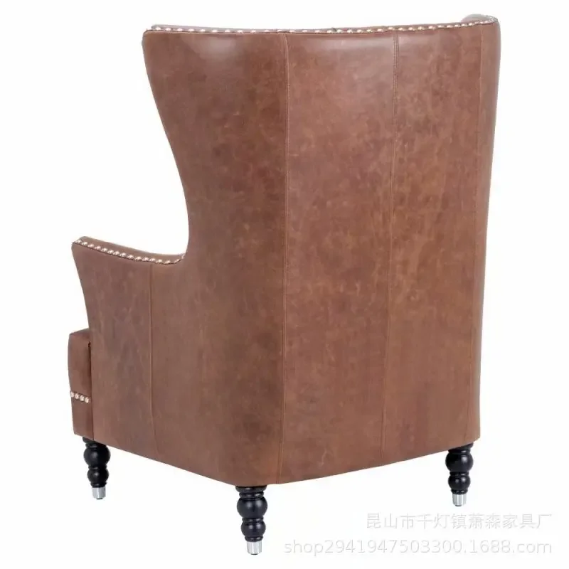 TAO American simple leather art single sofa living room pull button soft bag high back leisure tiger chair