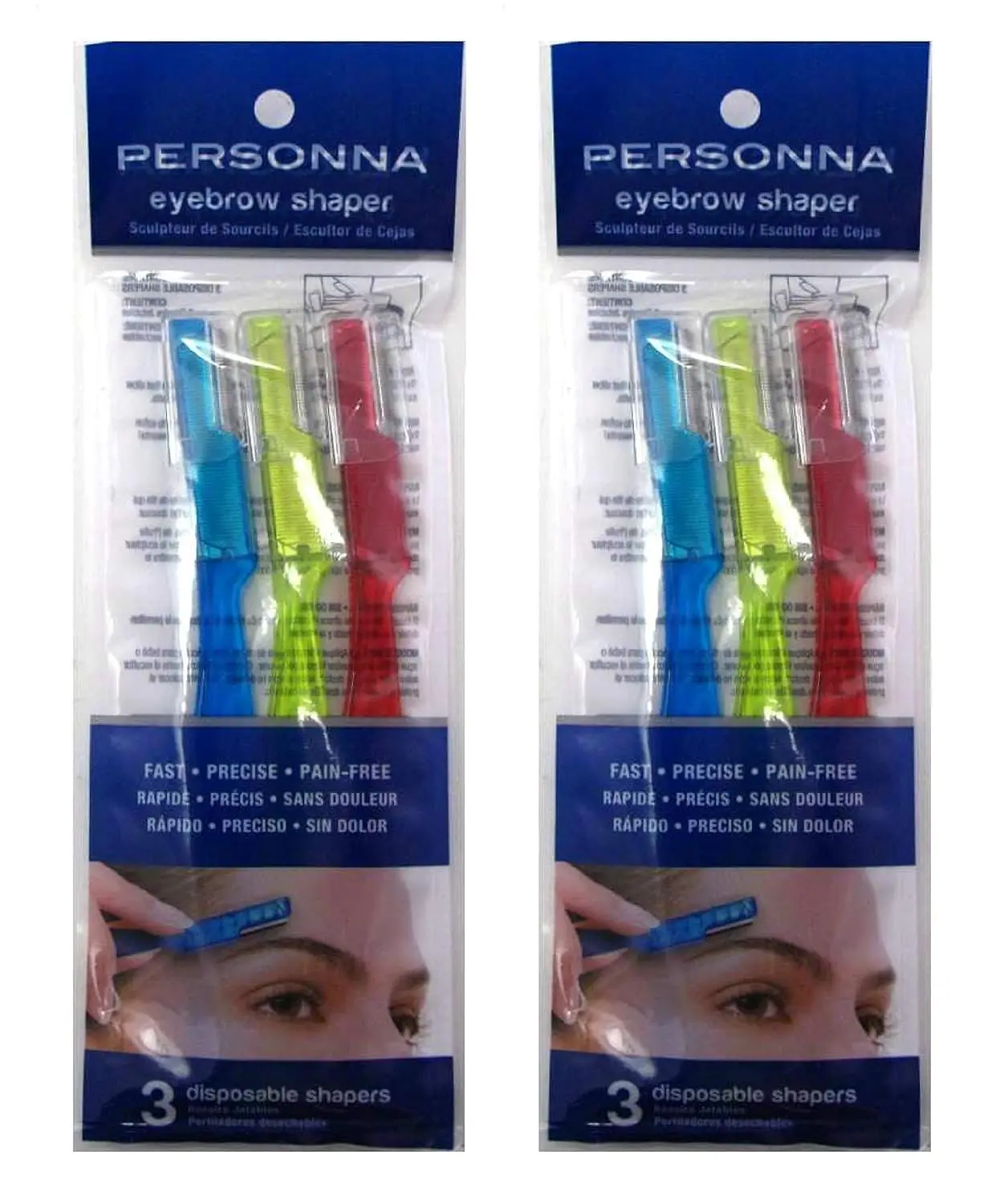 

Eyebrow Shapers for Perfect Arches, 3 Count (2 Pack) with Easy Grip Handle