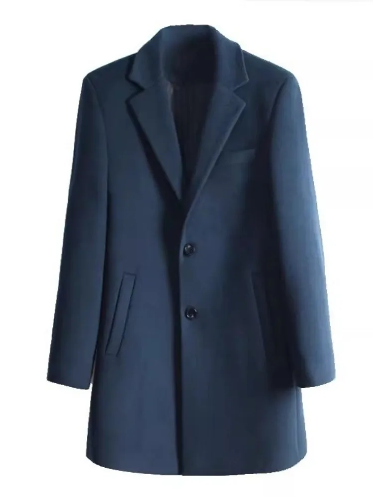 الخريف الشتاء مكتب رجل سليم صالح معطف الصوف واحدة الصدر الأعمال عادية الصلبة متوسطة معطف طويل حجم كبير 5XL 6XL #6