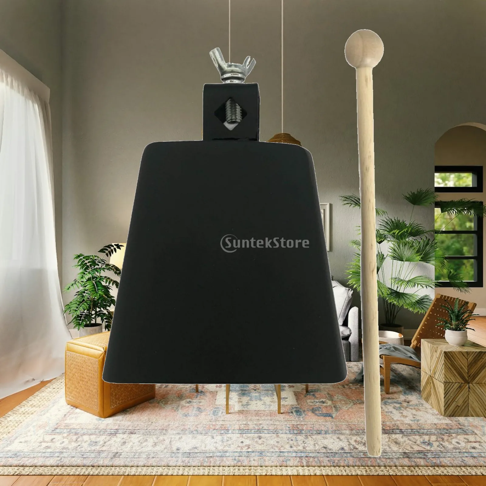 Metal Hand Percussion Cowbell with Drum Stick Clear Tone Noise Maker for Party Favors and Festivities