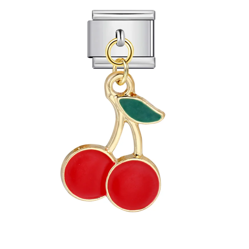 Neues Design, süße Früchte: Banane, Ananas, Kirsche, Avocado, italienische Charm-Elemente, passend für 9-mm-Edelstahlarmbänder, Schmuck zum Selbermachen. – Detail 4