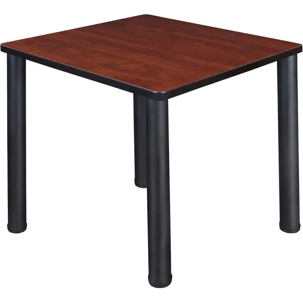 

30 Inch Compact Cherry Square Breakroom Table with Black Legs